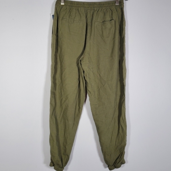 Blank NYC Roll The Dice Army Green Linen Blend Drawstring Pull-on Jogger Pants - Picture 9 of 9